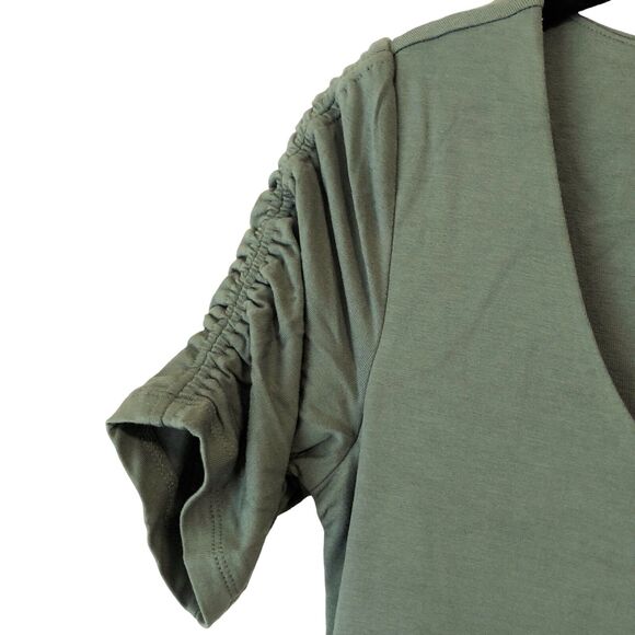 NEW The Nines by Hatch Maternity Dress Maxi Rayon Ruched Sleev Olive Green Sz XS - Picture 5 of 8